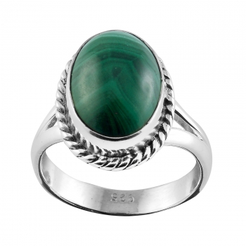 925 silver split band green malachite ring